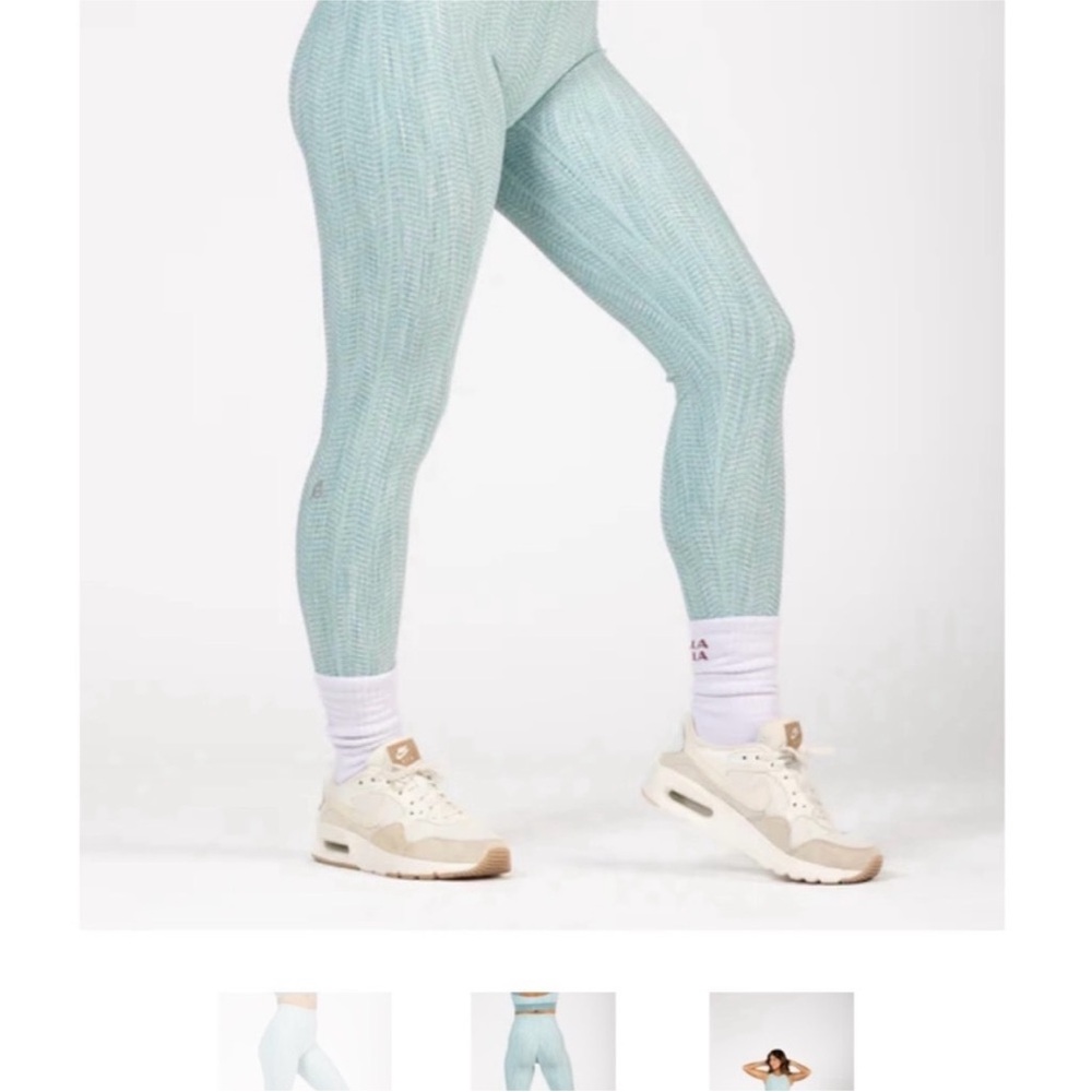 P'tula Peak Sculpt Textured Teal High-Waist Leggings herringbone - Picture 3 of 4